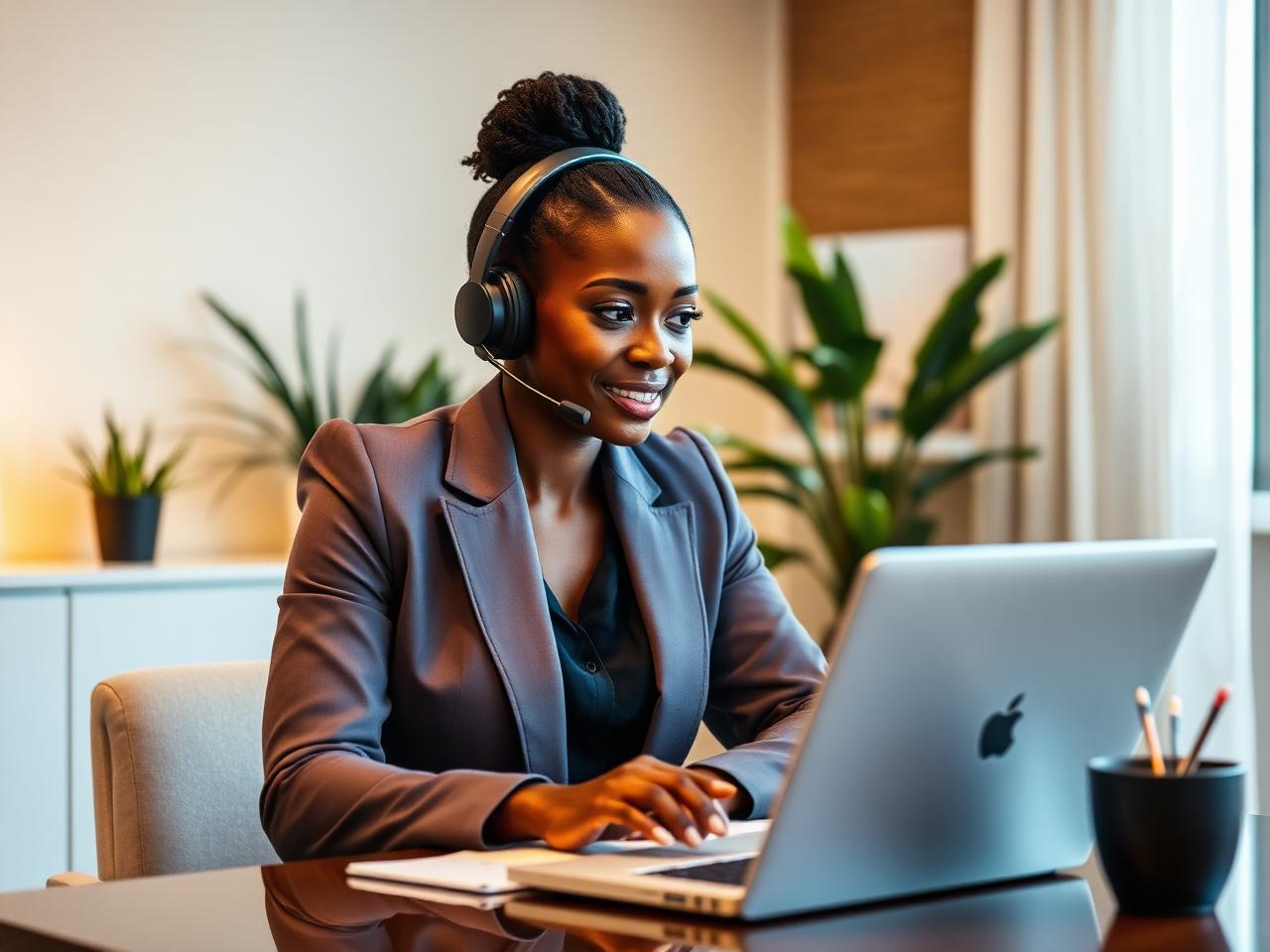 Professional reviewing a living digital career profile